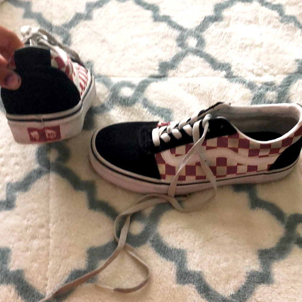 Red and black velvet vans
